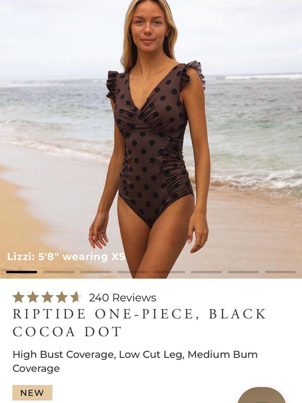 *NWT* Riptide One-Piece Swimsuit — Black Cocoa Dot